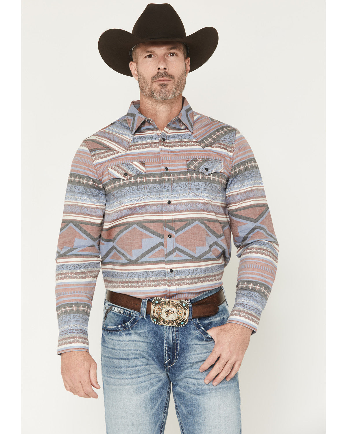 Men's Mountain Ranger Southwestern Striped Long Sleeve Snap