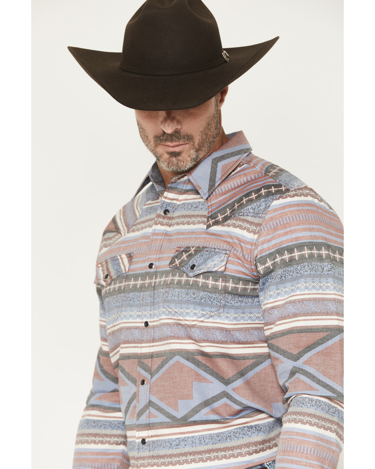Men's Mountain Ranger Southwestern Striped Long Sleeve Snap
