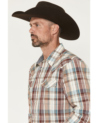 Men's Ridge Rider Plaid Print Long Sleeve Snap Western Shir