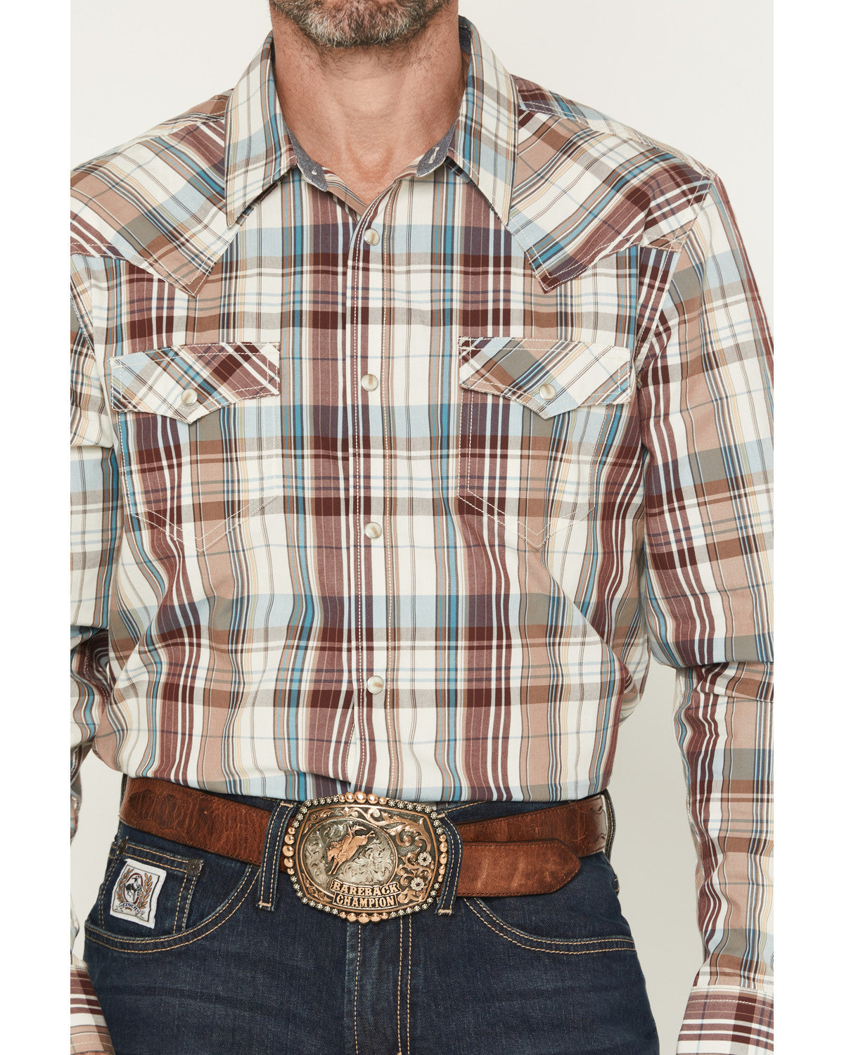 Men's Ridge Rider Plaid Print Long Sleeve Snap Western Shir