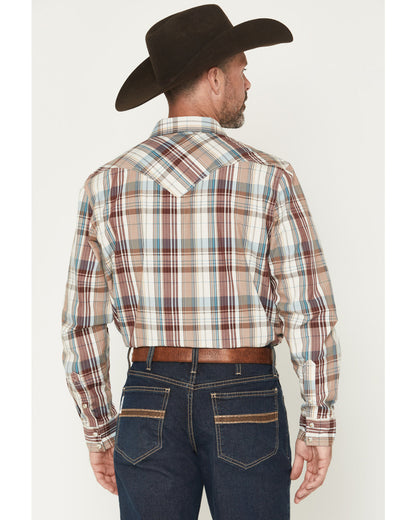 Men's Ridge Rider Plaid Print Long Sleeve Snap Western Shir