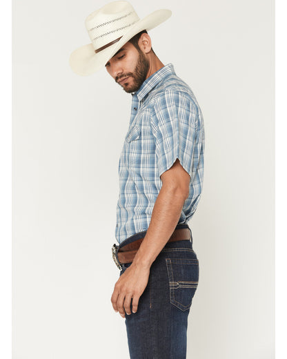 Men's Briggs Plaid Print Short Sleeve Snap Western Shirt