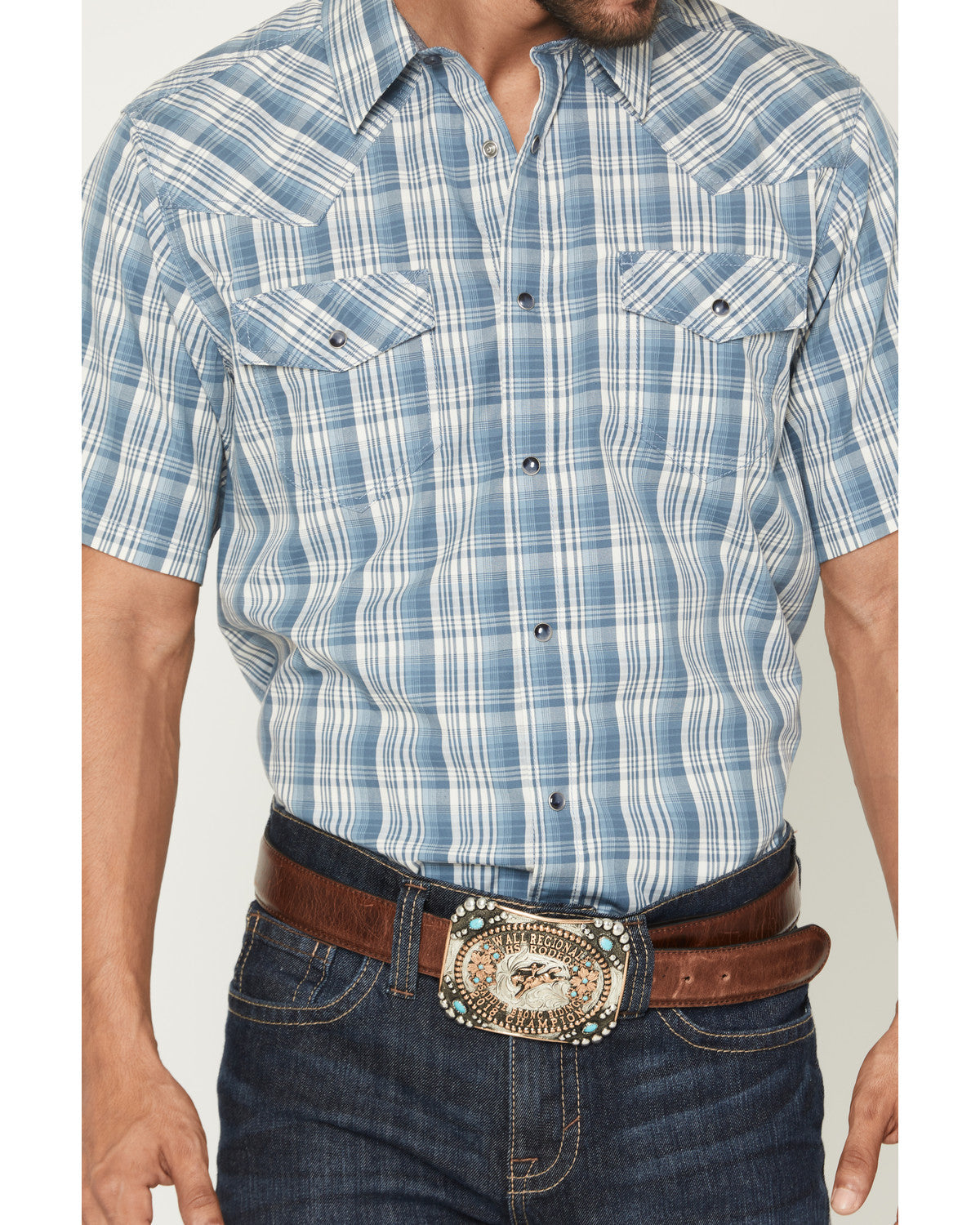 Men's Briggs Plaid Print Short Sleeve Snap Western Shirt