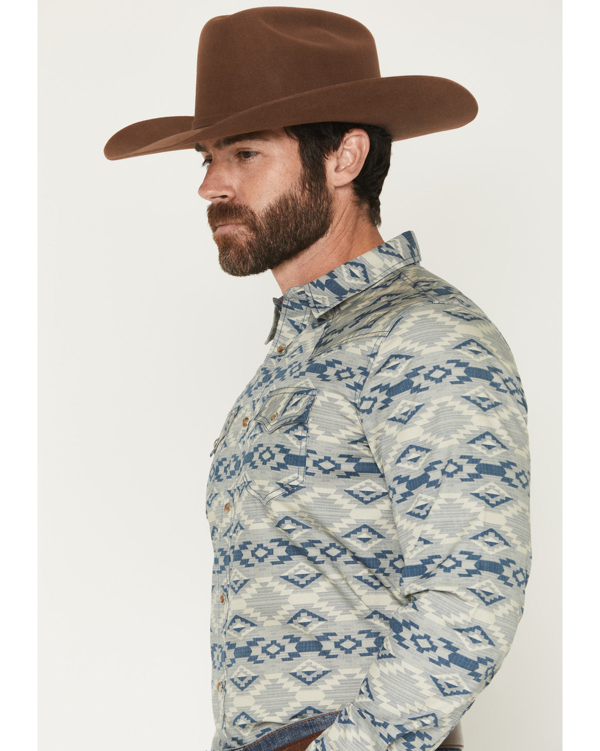 Men's Wider Southwestern Print Long Sleeve Snap Western Shi