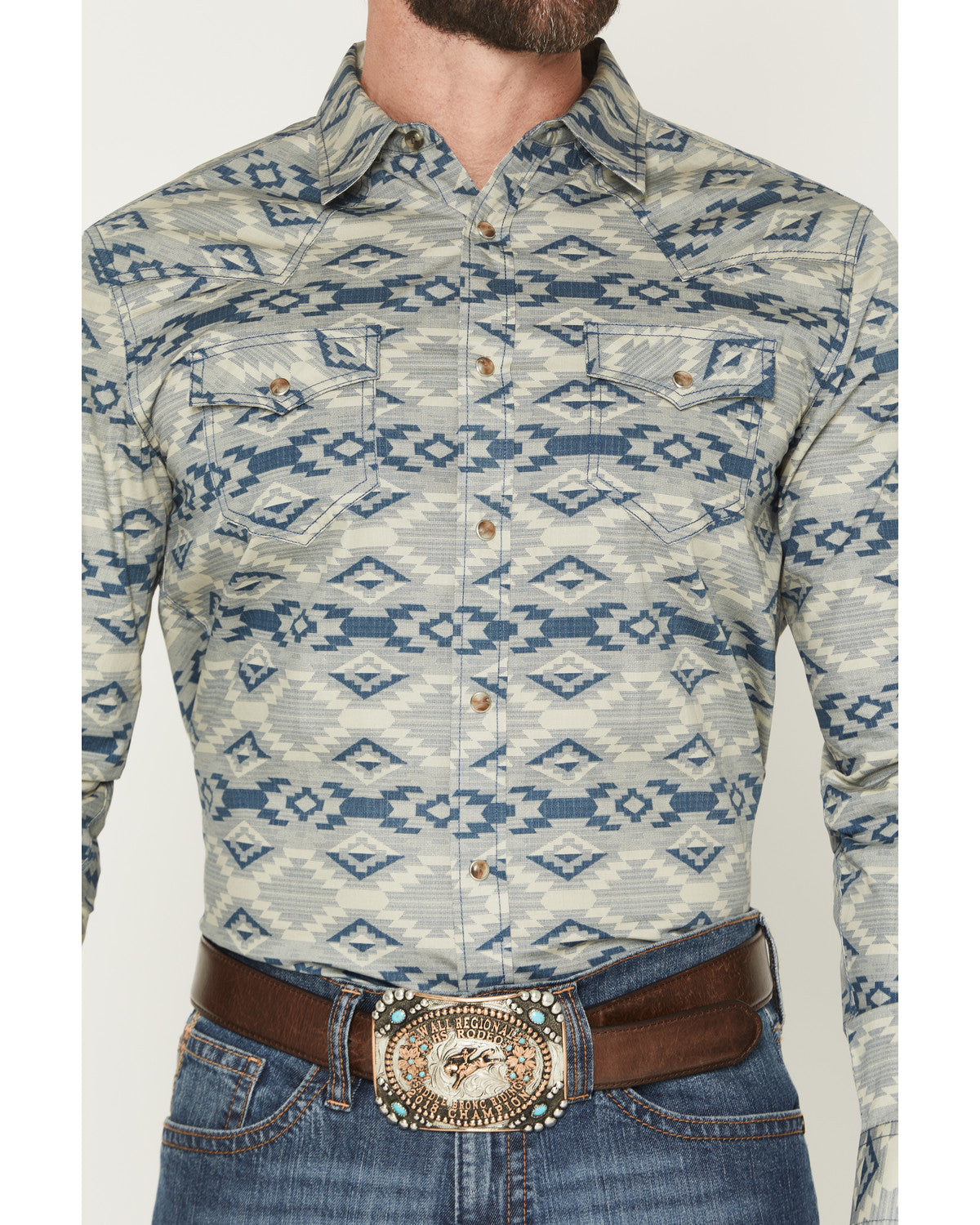 Men's Wider Southwestern Print Long Sleeve Snap Western Shi