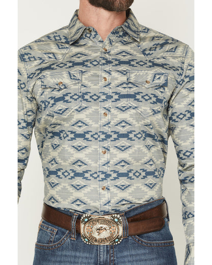 Men's Wider Southwestern Print Long Sleeve Snap Western Shi