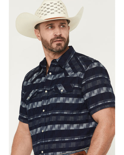 Men's Ikat Striped Short Sleeve Pearl Snap Western Shirt
