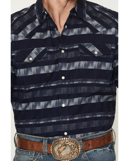 Men's Ikat Striped Short Sleeve Pearl Snap Western Shirt