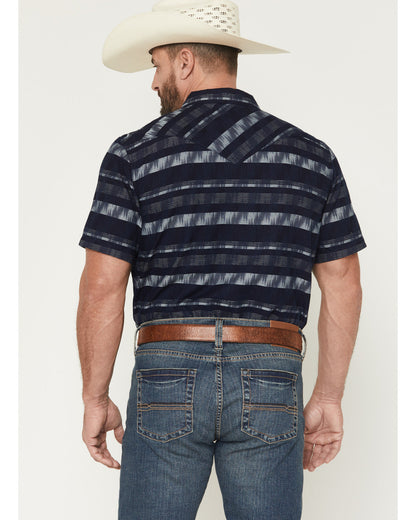 Men's Ikat Striped Short Sleeve Pearl Snap Western Shirt