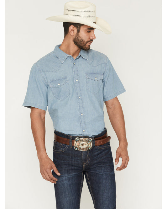 Men's Horizon Chambray Light Wash Short Sleeve Snap Western