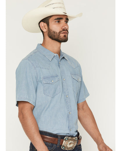 Men's Horizon Chambray Light Wash Short Sleeve Snap Western