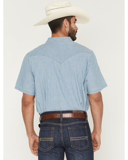 Men's Horizon Chambray Light Wash Short Sleeve Snap Western
