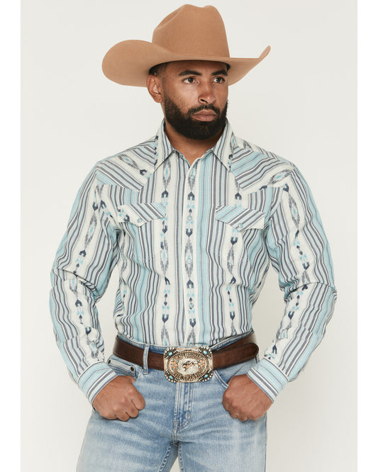 Men's Heath Southwestern Striped Long Sleeve Snap Stretch W