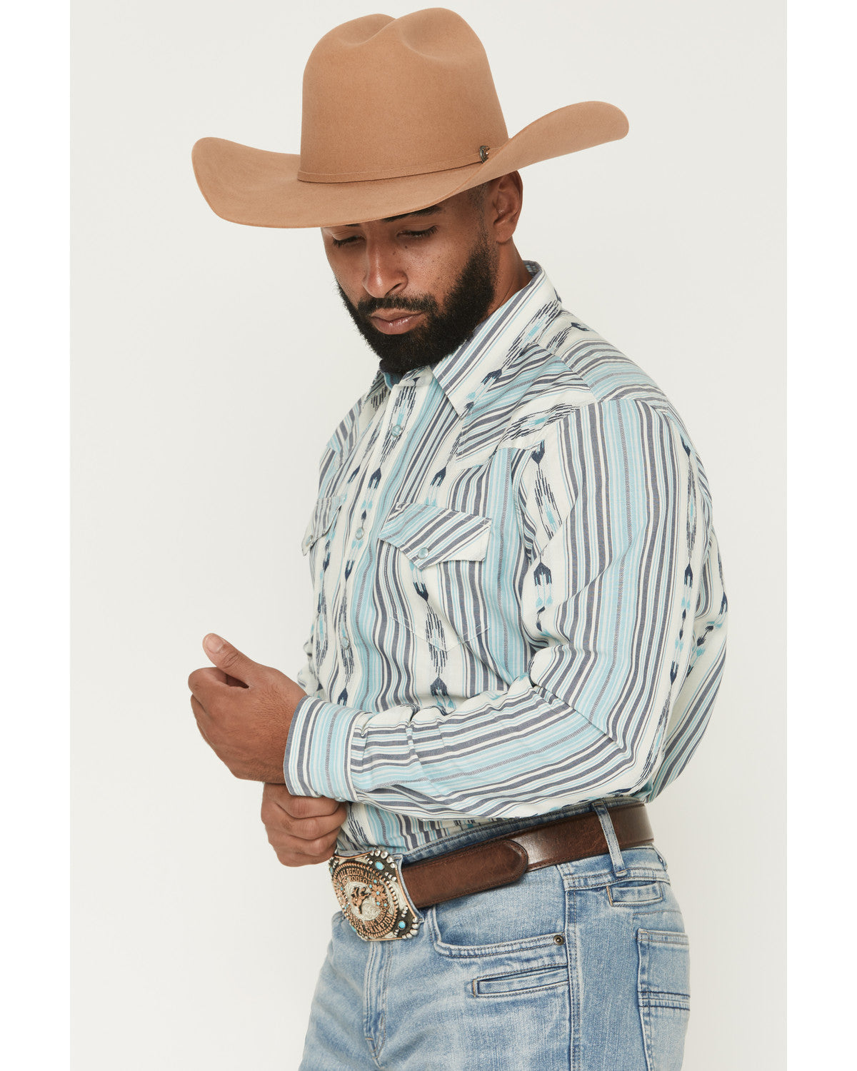 Men's Heath Southwestern Striped Long Sleeve Snap Stretch W