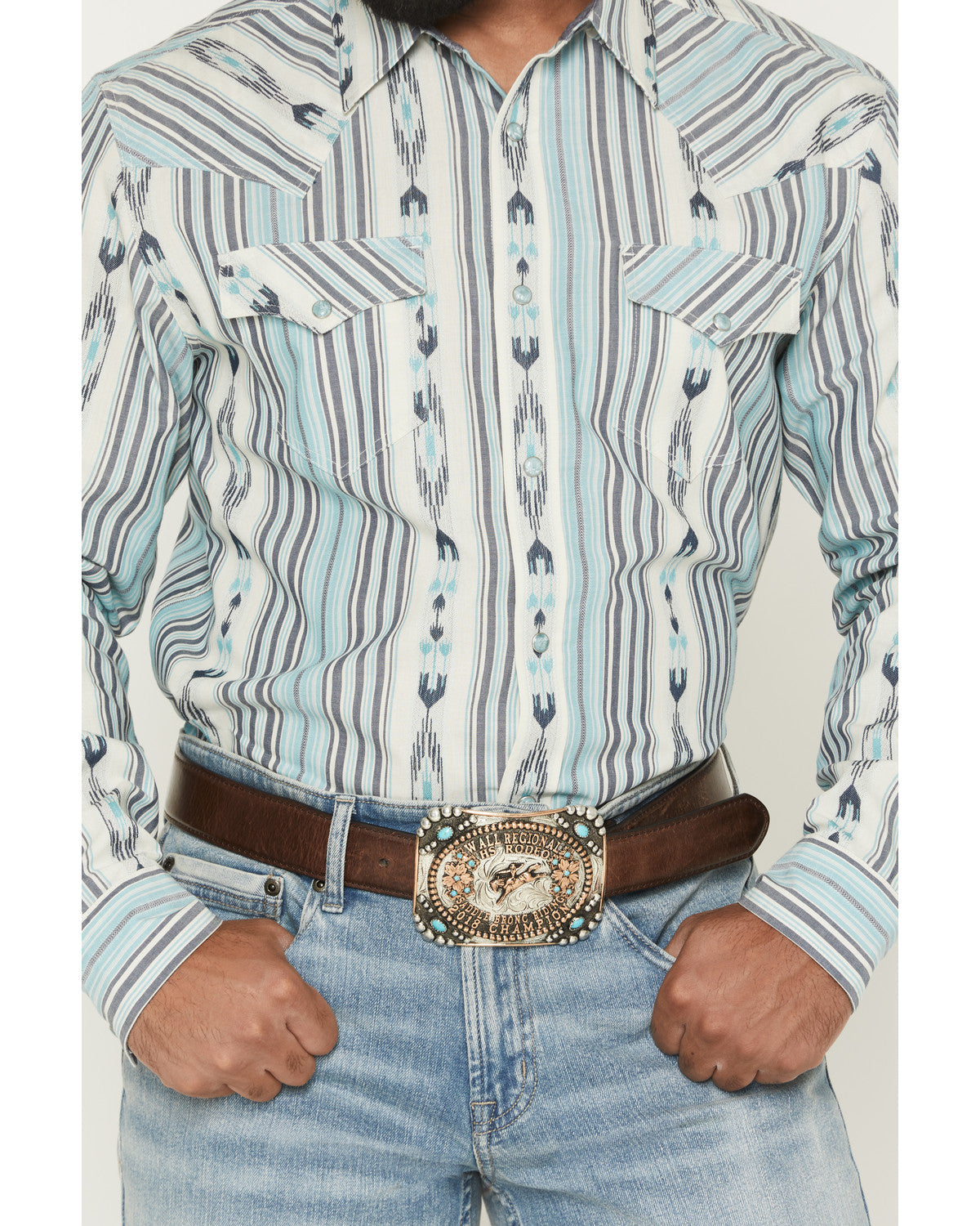 Men's Heath Southwestern Striped Long Sleeve Snap Stretch W