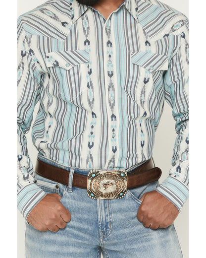 Men's Heath Southwestern Striped Long Sleeve Snap Stretch W