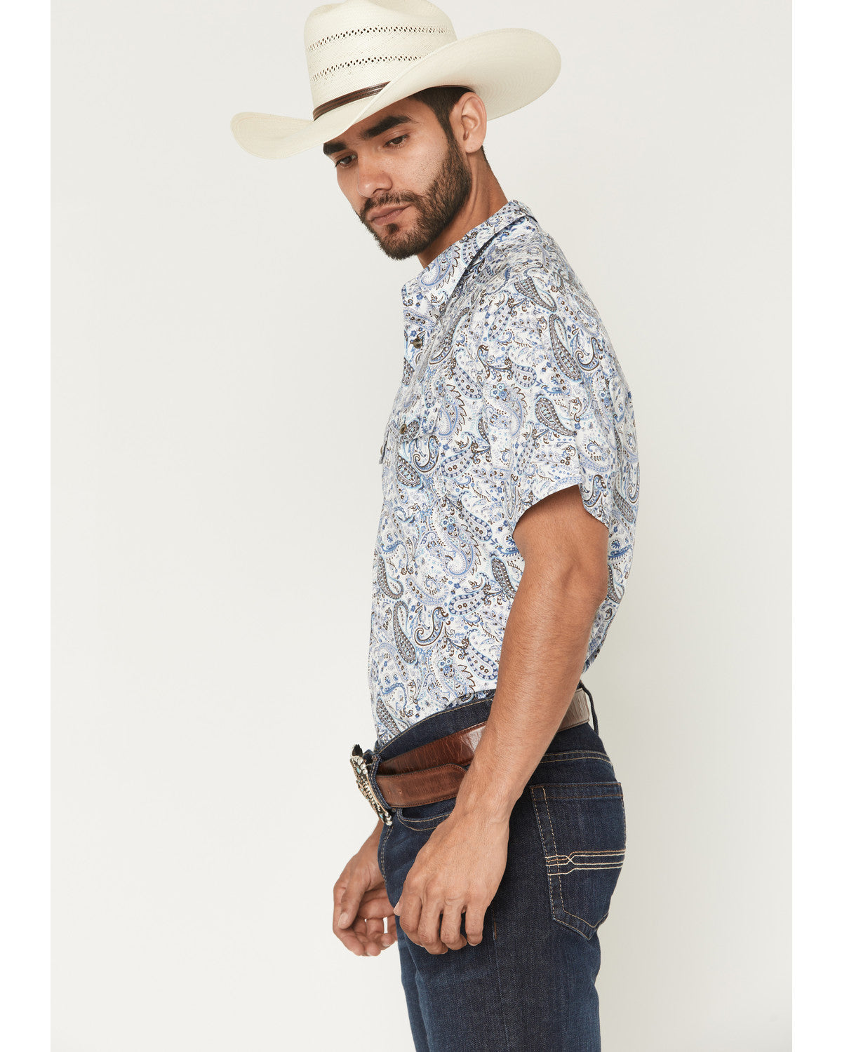 Men's Ryder Paisley Print Short Sleeve Snap Western Shirt
