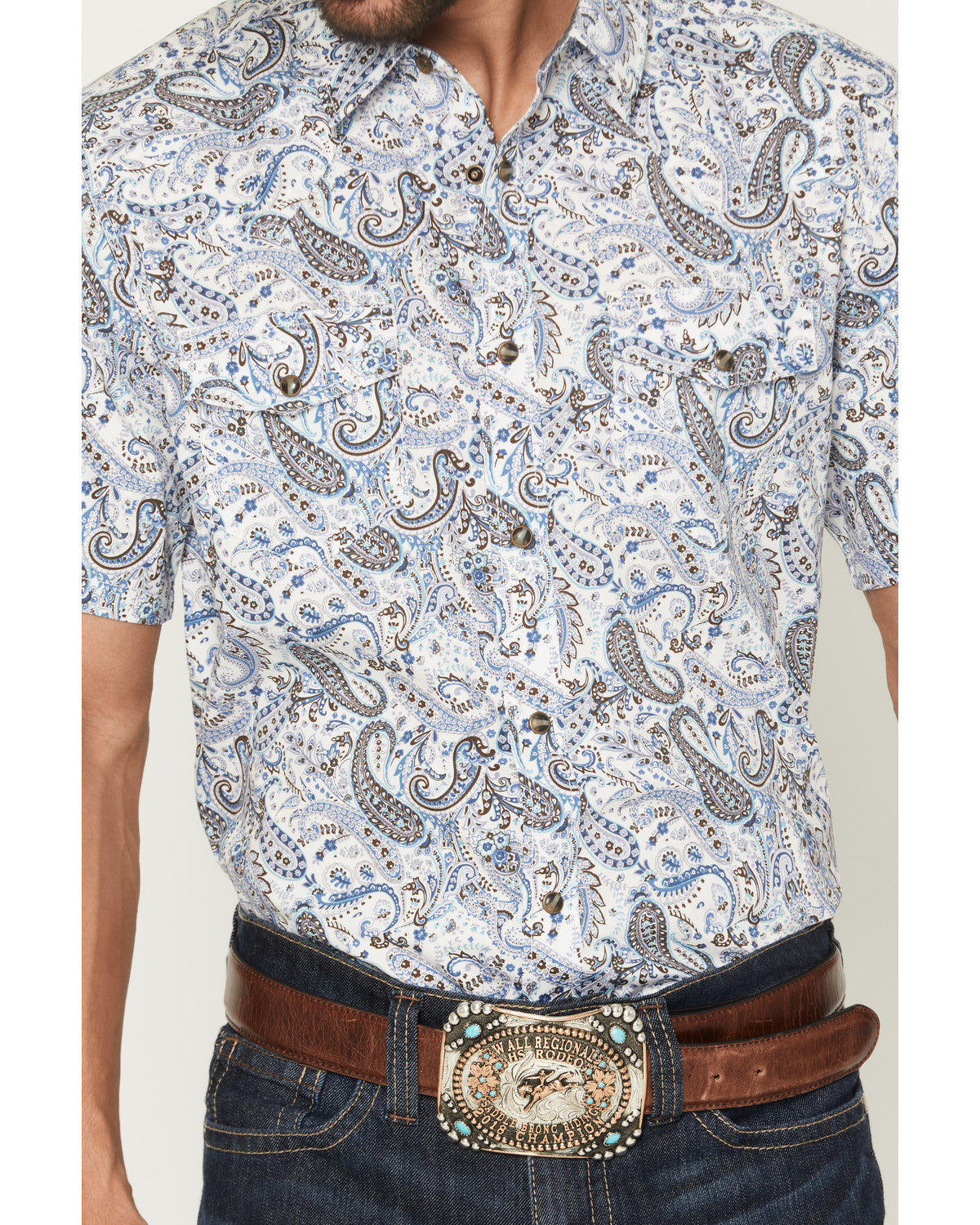 Men's Ryder Paisley Print Short Sleeve Snap Western Shirt