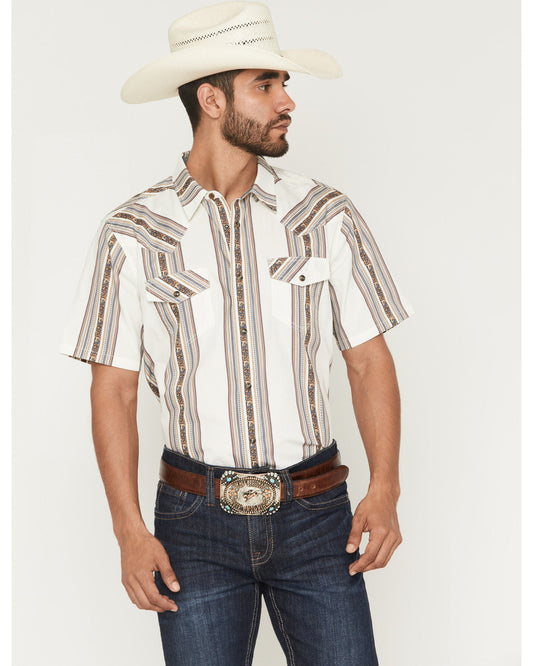 Men's Atticus Stripe Print Short Sleeve Snap Western Shirt