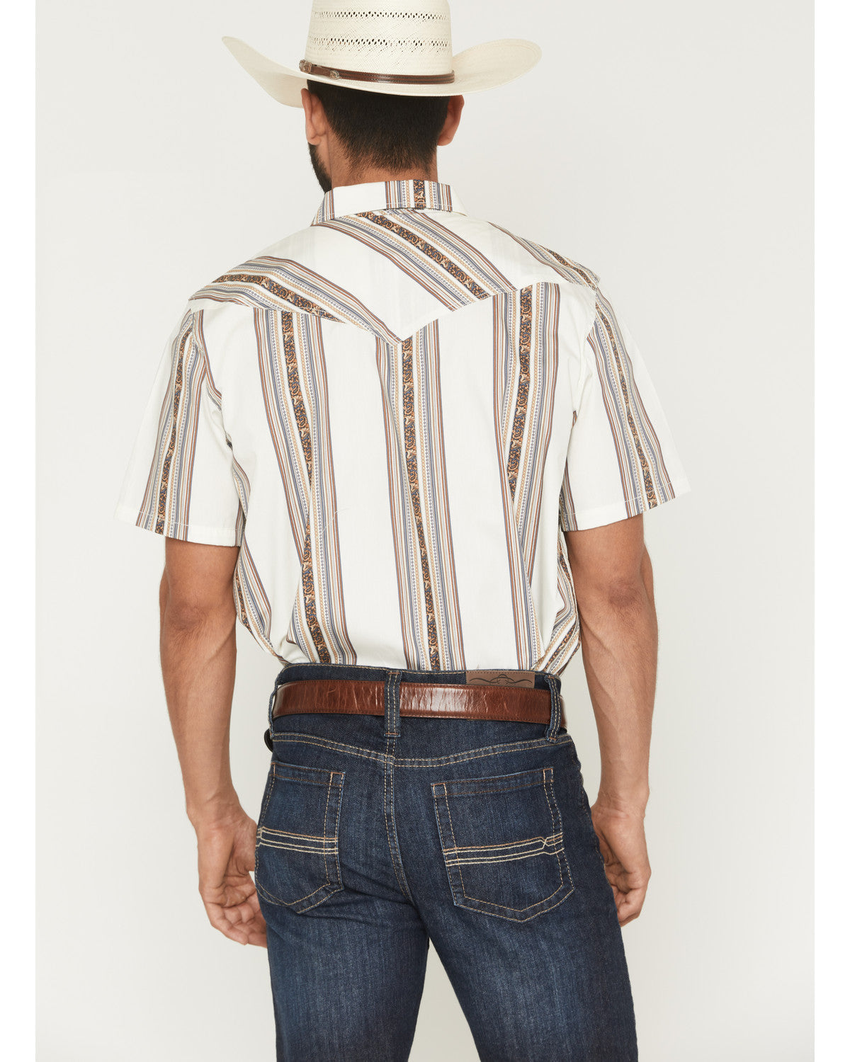 Men's Atticus Stripe Print Short Sleeve Snap Western Shirt