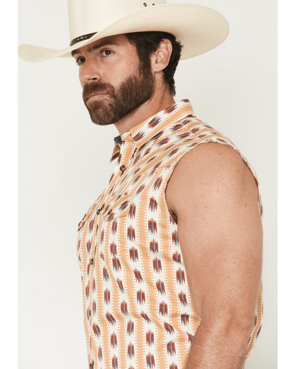 Men's Saint Southwestern Stripe Print Sleeveless Snap Weste