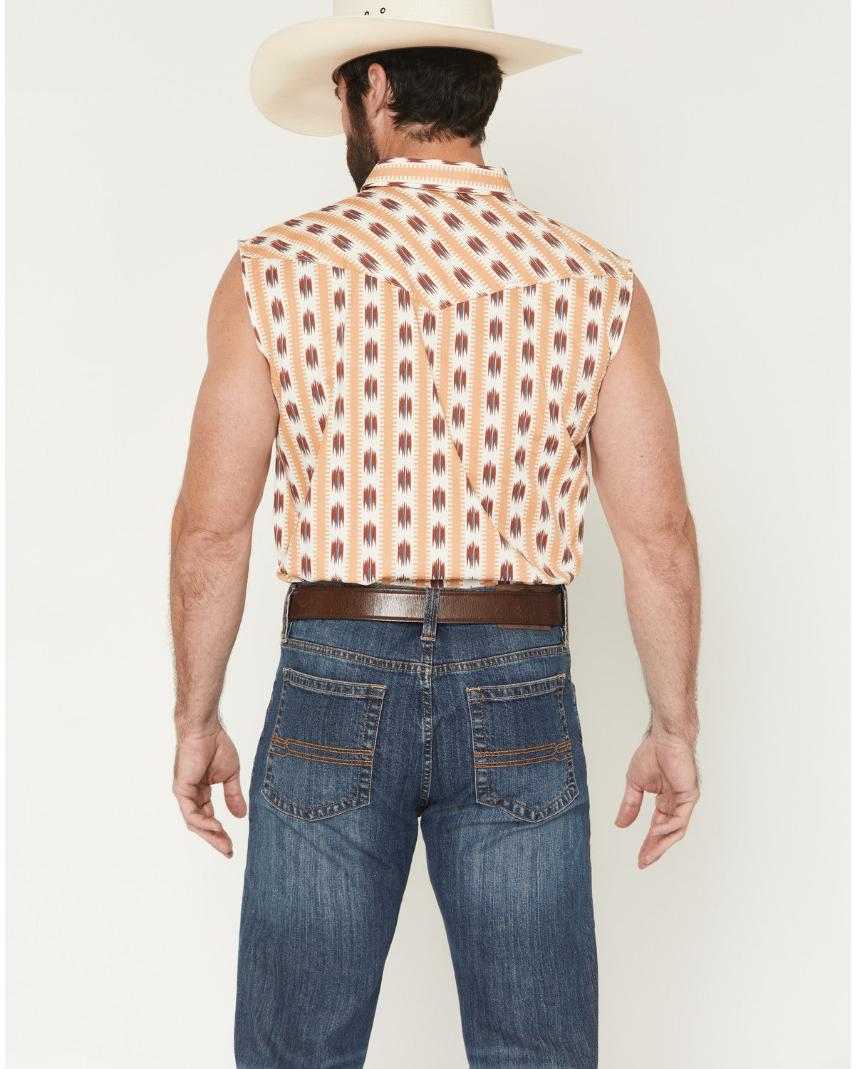Men's Saint Southwestern Stripe Print Sleeveless Snap Weste