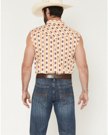 Men's Saint Southwestern Stripe Print Sleeveless Snap Weste