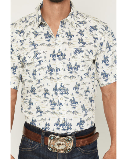 Men's Amos BBQ Western Print Short Sleeve Snap Western Shir