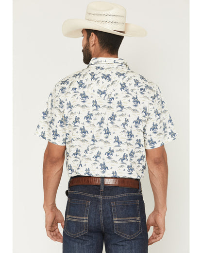 Men's Amos BBQ Western Print Short Sleeve Snap Western Shir