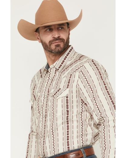 Men's Warhunt Dobby Striped Long Sleeve Snap Western Shirt