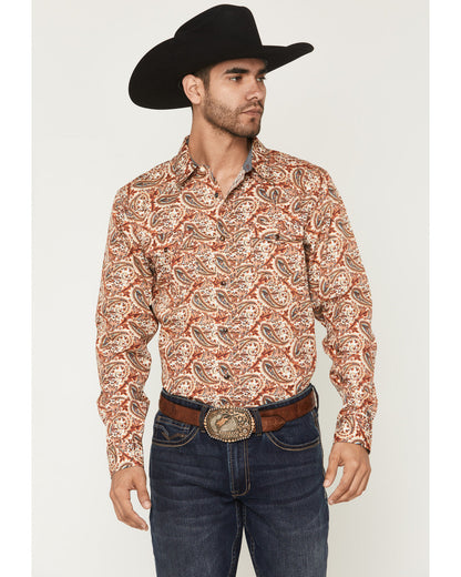 Men's Cowboy Boogie Paisley Print Long Sleeve Snap Western
