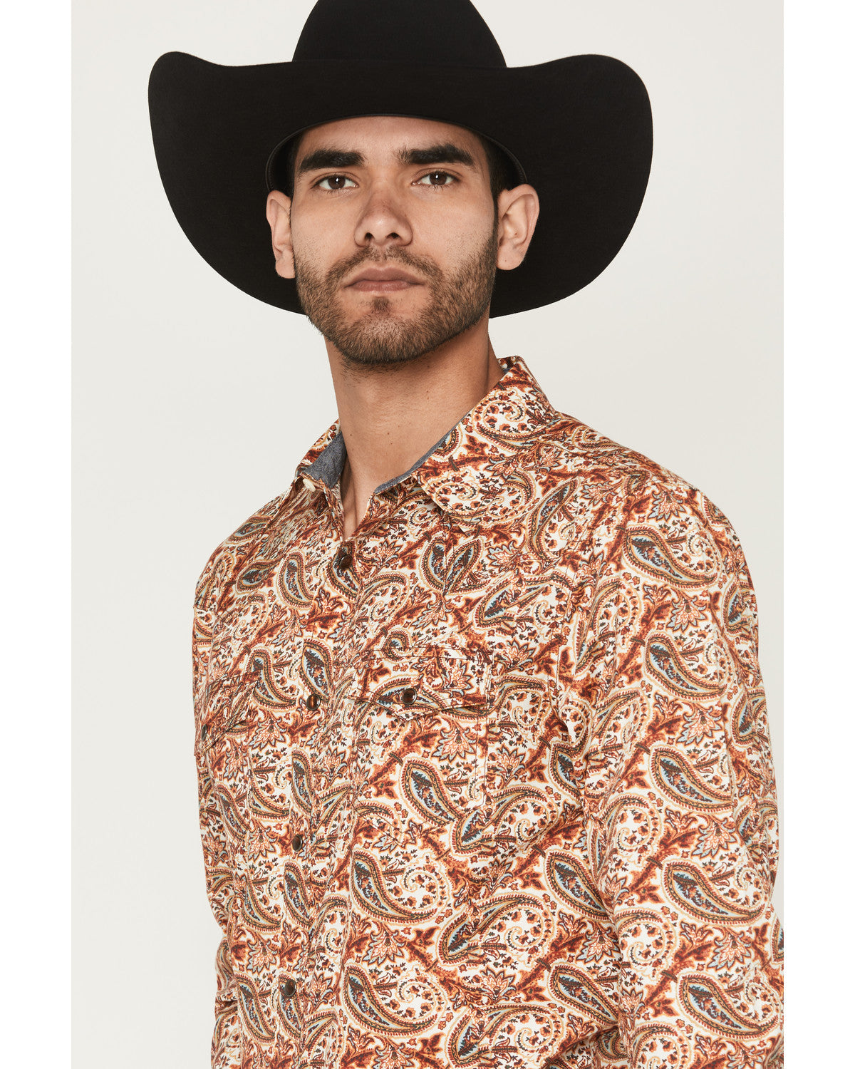 Men's Cowboy Boogie Paisley Print Long Sleeve Snap Western