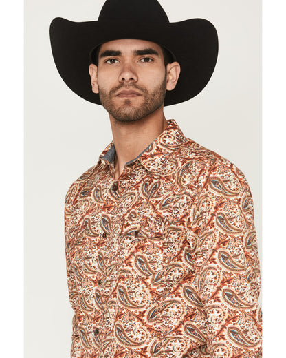 Men's Cowboy Boogie Paisley Print Long Sleeve Snap Western