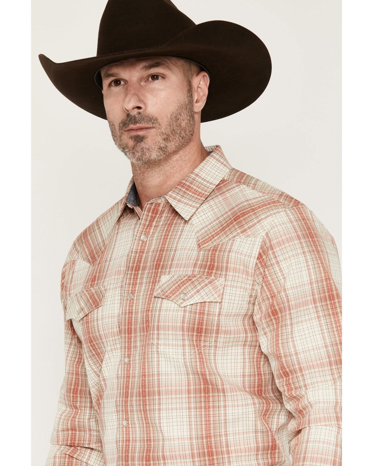 Men's Legend Dobby Plaid Print Long Sleeve Snap Western Shi