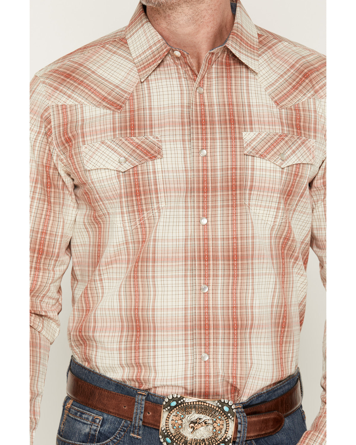 Men's Legend Dobby Plaid Print Long Sleeve Snap Western Shi