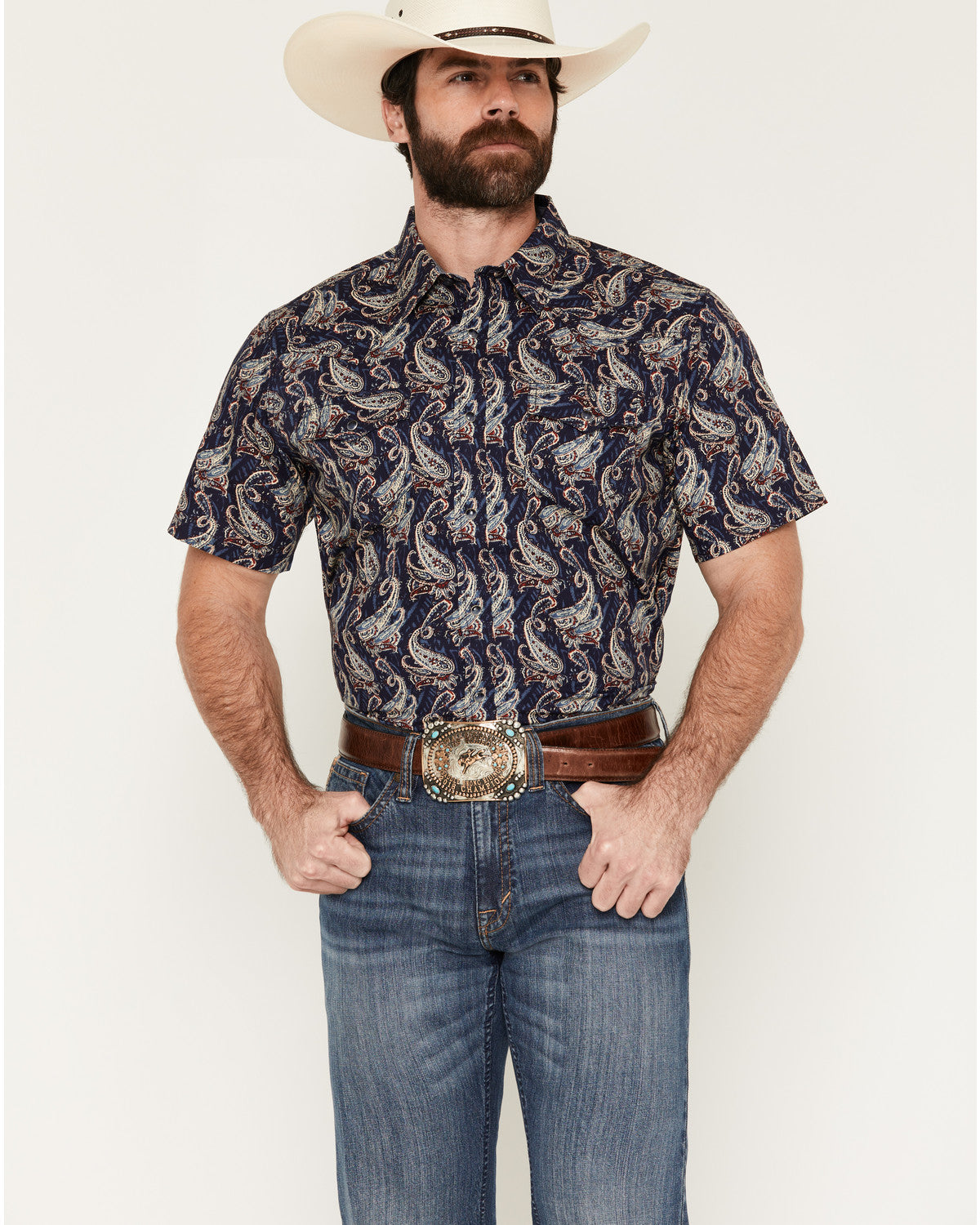 Men's Easy Livin' Paisley Print Short Sleeve Snap Western S