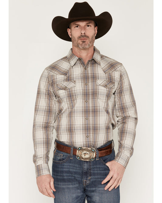 Men's Legend Dobby Plaid Print Long Sleeve Snap Western Shi