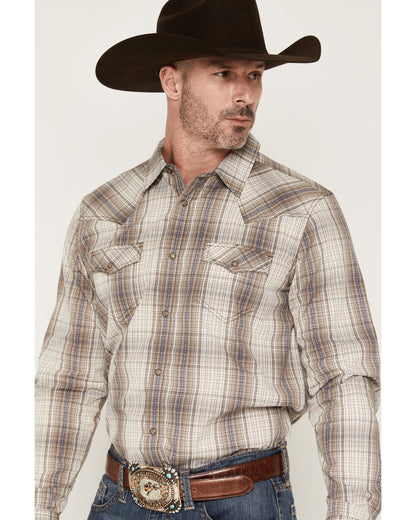 Men's Legend Dobby Plaid Print Long Sleeve Snap Western Shi
