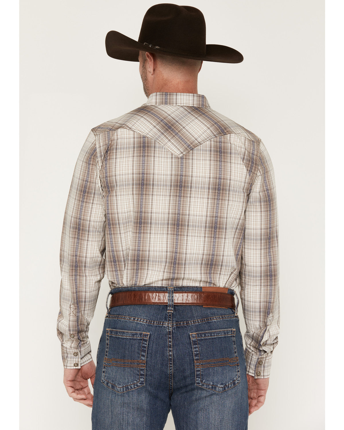 Men's Legend Dobby Plaid Print Long Sleeve Snap Western Shi