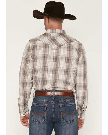 Men's Legend Dobby Plaid Print Long Sleeve Snap Western Shi