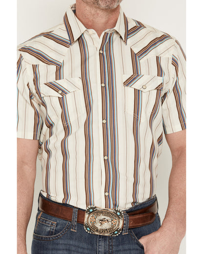 Men's Bootcutger Stripe Print Short Sleeve Snap Western Shi