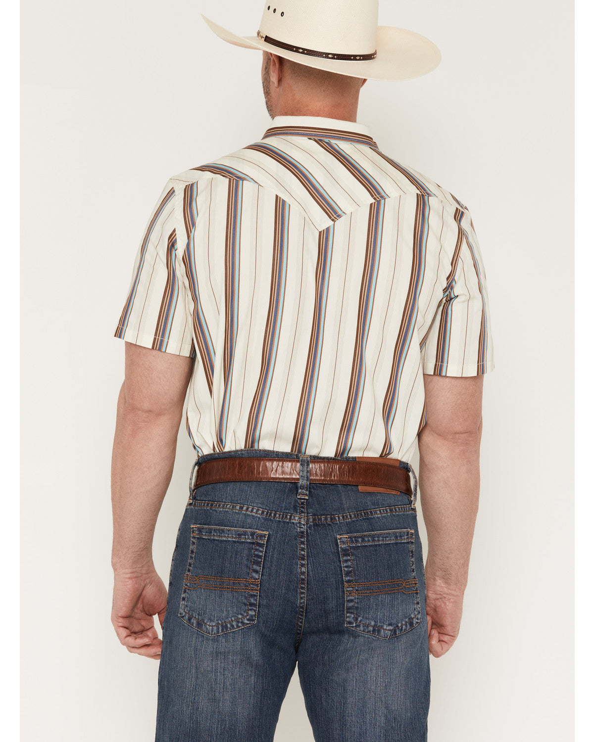 Men's Bootcutger Stripe Print Short Sleeve Snap Western Shi