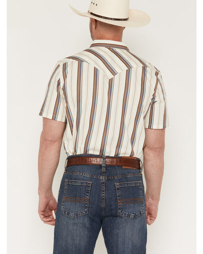 Men's Bootcutger Stripe Print Short Sleeve Snap Western Shi