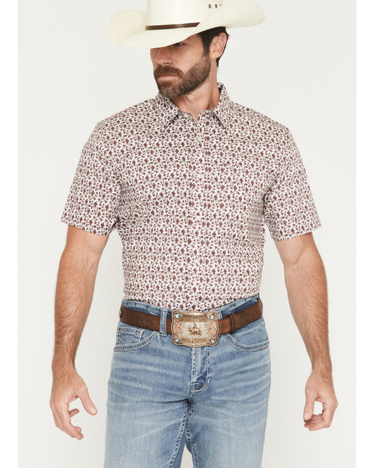 Men's Neon Moon Floral Print Short Sleeve Button-Down Stret