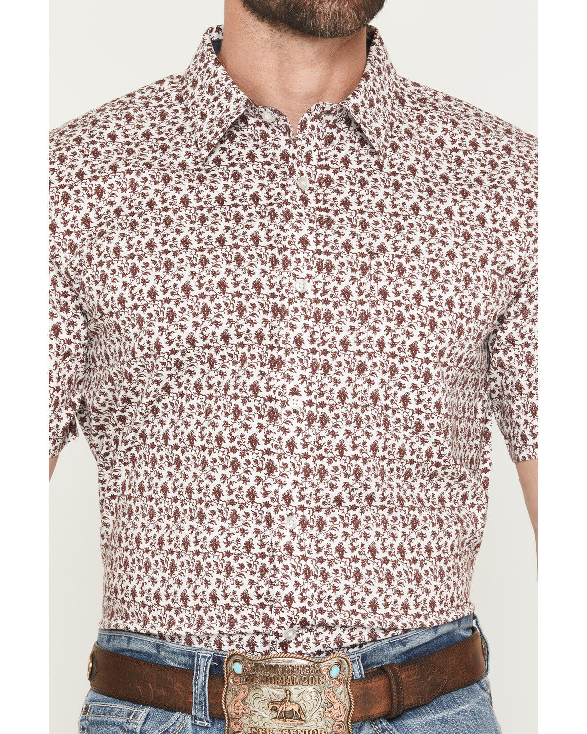 Men's Neon Moon Floral Print Short Sleeve Button-Down Stret
