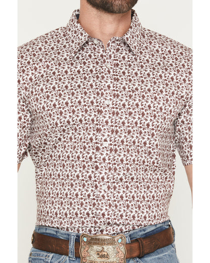 Men's Neon Moon Floral Print Short Sleeve Button-Down Stret