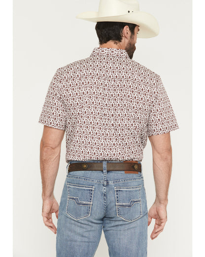 Men's Neon Moon Floral Print Short Sleeve Button-Down Stret
