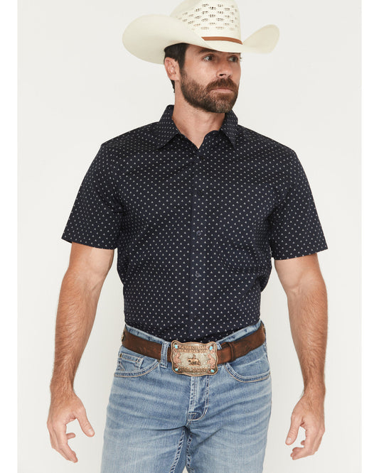 Men's Barrel Rider Geo Print Short Sleeve Button-Down Stret