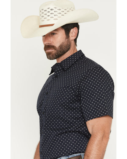 Men's Barrel Rider Geo Print Short Sleeve Button-Down Stret