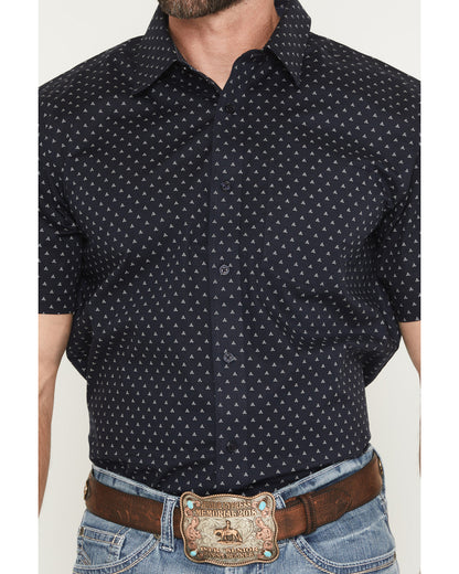 Men's Barrel Rider Geo Print Short Sleeve Button-Down Stret